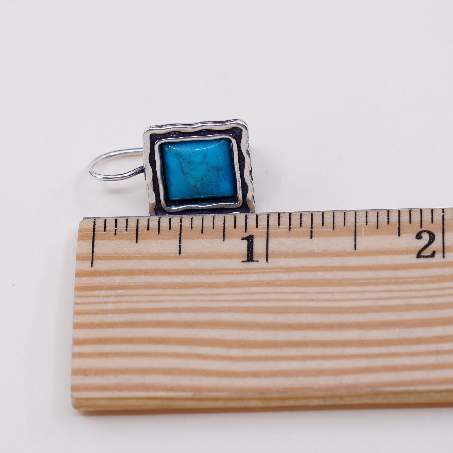 Israel Silpada w1527 Sterling 925 Silver handmade square turquoise Earrings