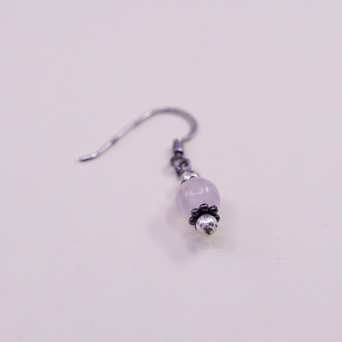 Vintage Sterling 925 silver handmade earrings with pink crystal