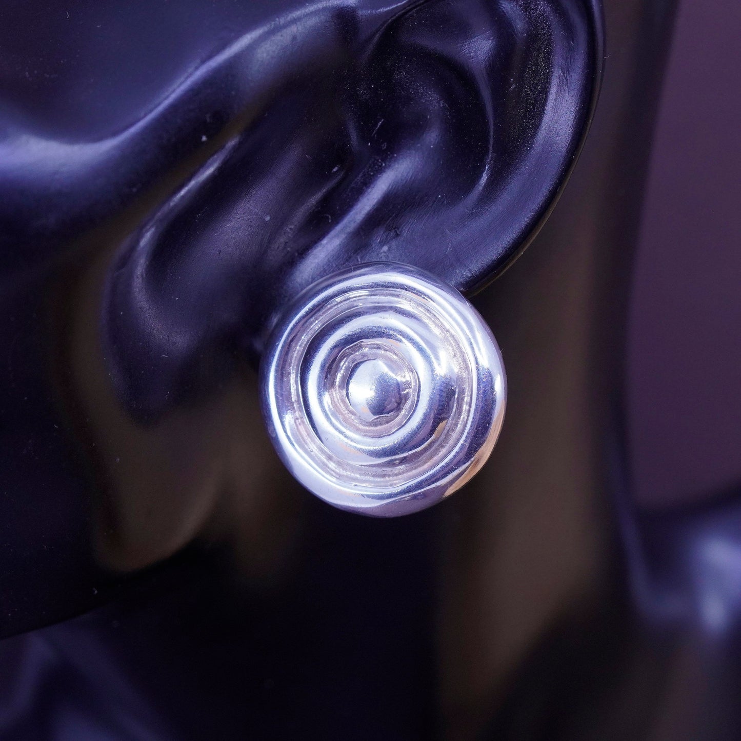 Robert Lee Mirrors RLM Sterling silver handmade earrings, 925 ribbed clip on