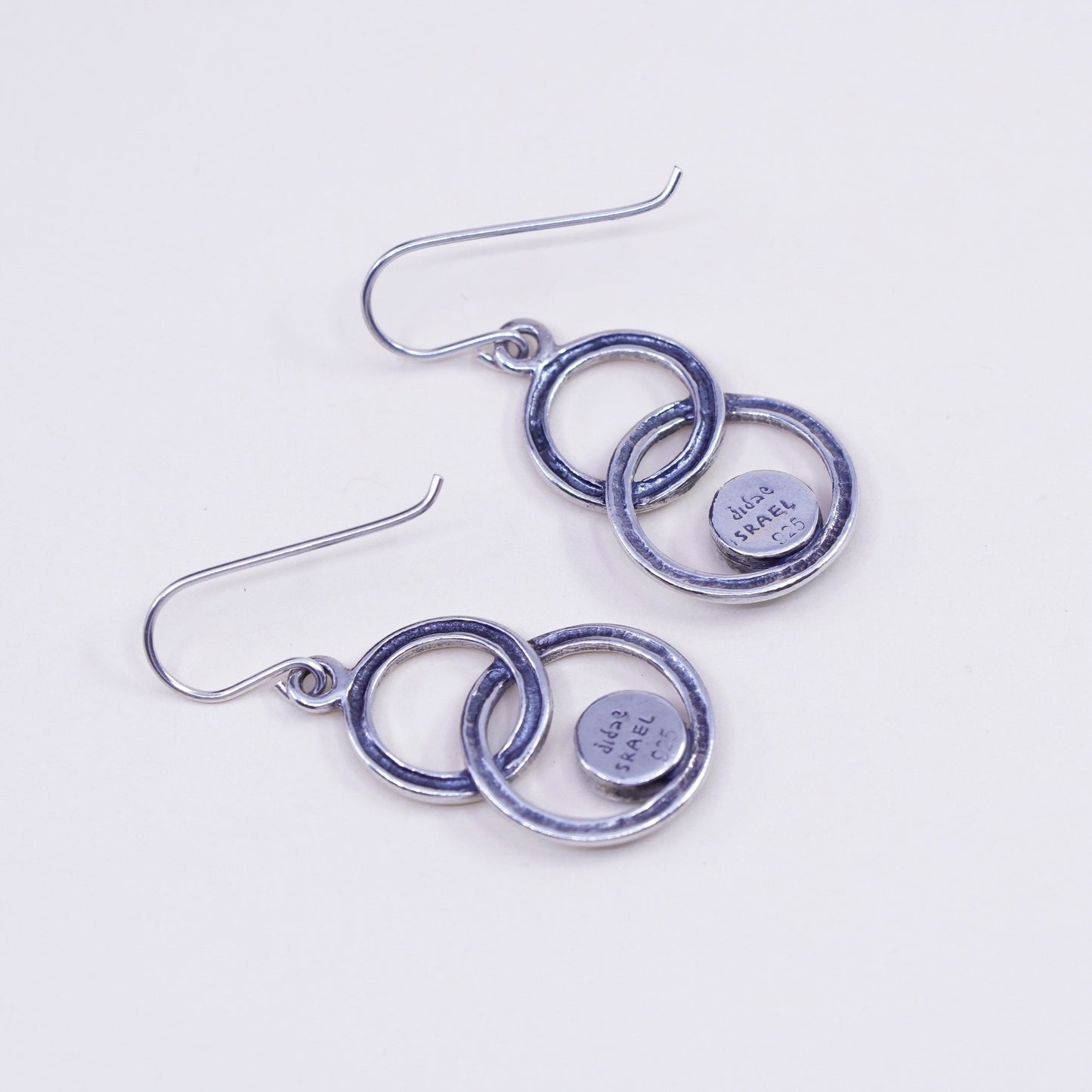 Shablool Didae Sterling silver handmade earrings, 925 circle opal dangles