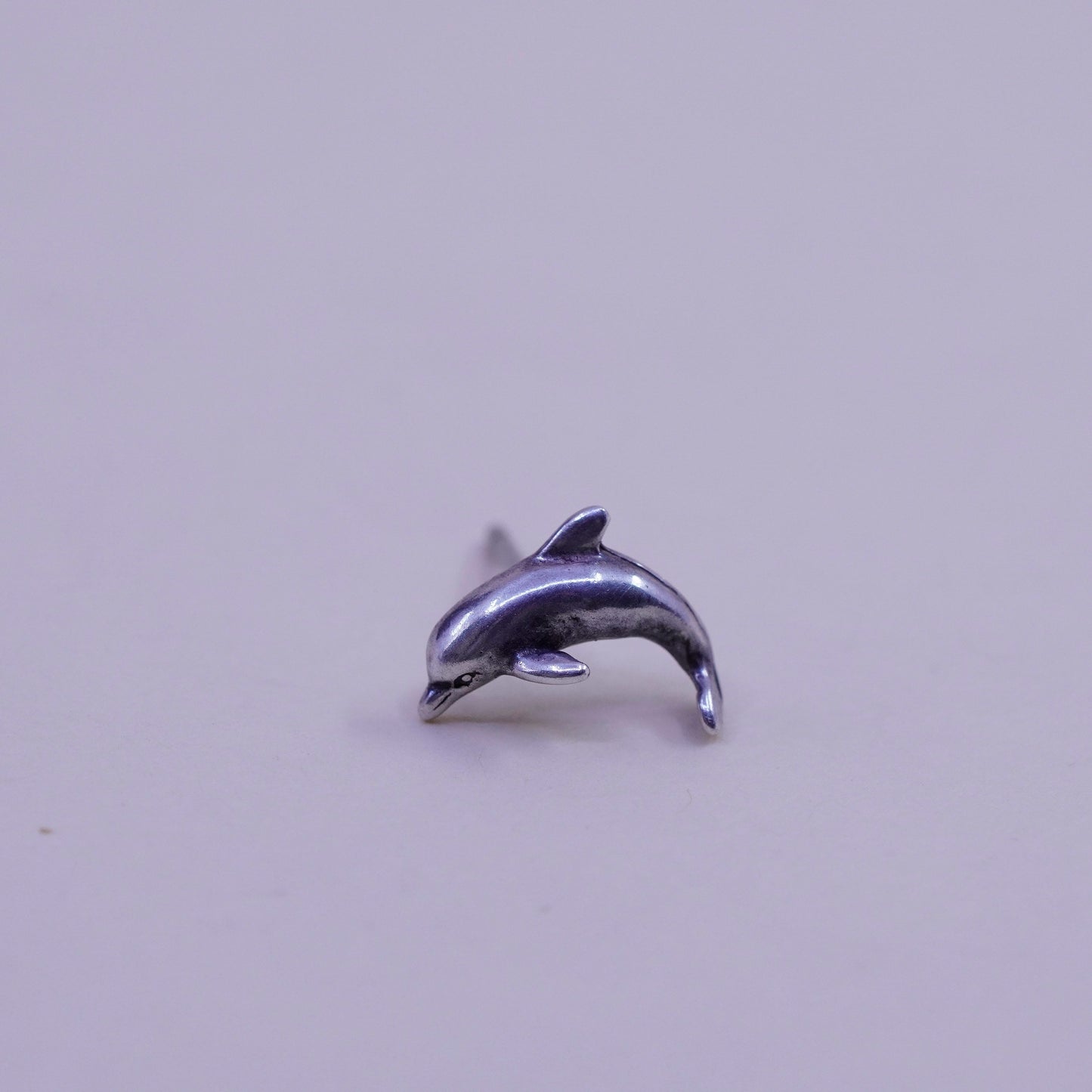 Vintage sterling 925 silver handmade dolphin studs, earrings