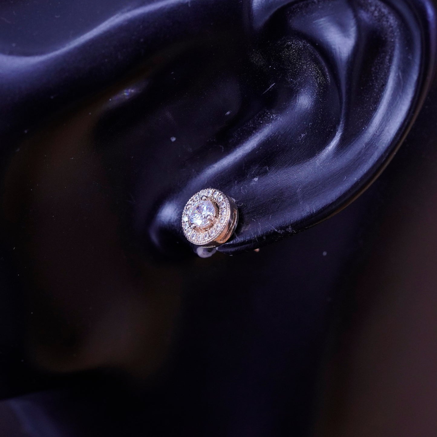 rose gold over Sterling 925 silver cluster round Cz studs, Swarovski earrings