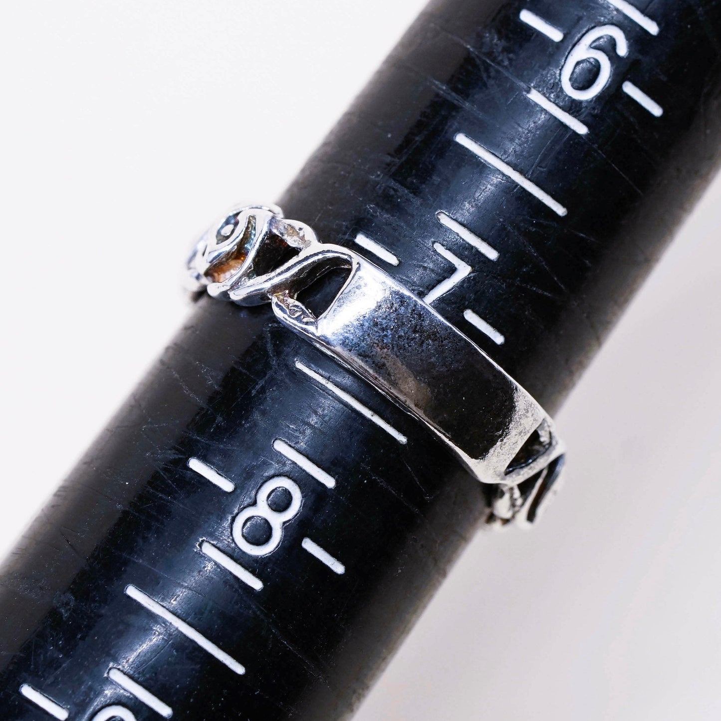 Size 7.25, vintage sterling silver handmade ring, 925 band with floral flower