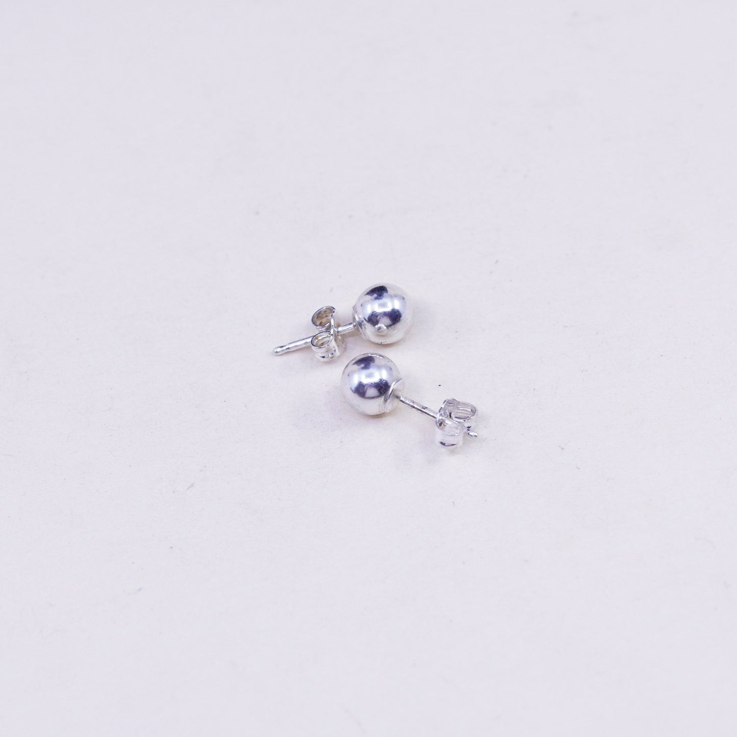 5mm, Vintage sterling silver sphere studs, handmade 925 earrings