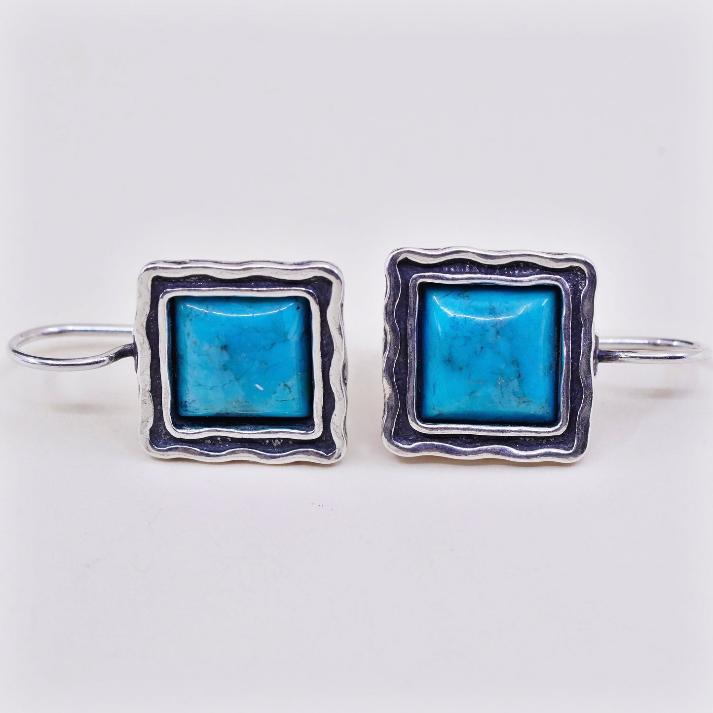 Israel Silpada w1527 Sterling 925 Silver handmade square turquoise Earrings