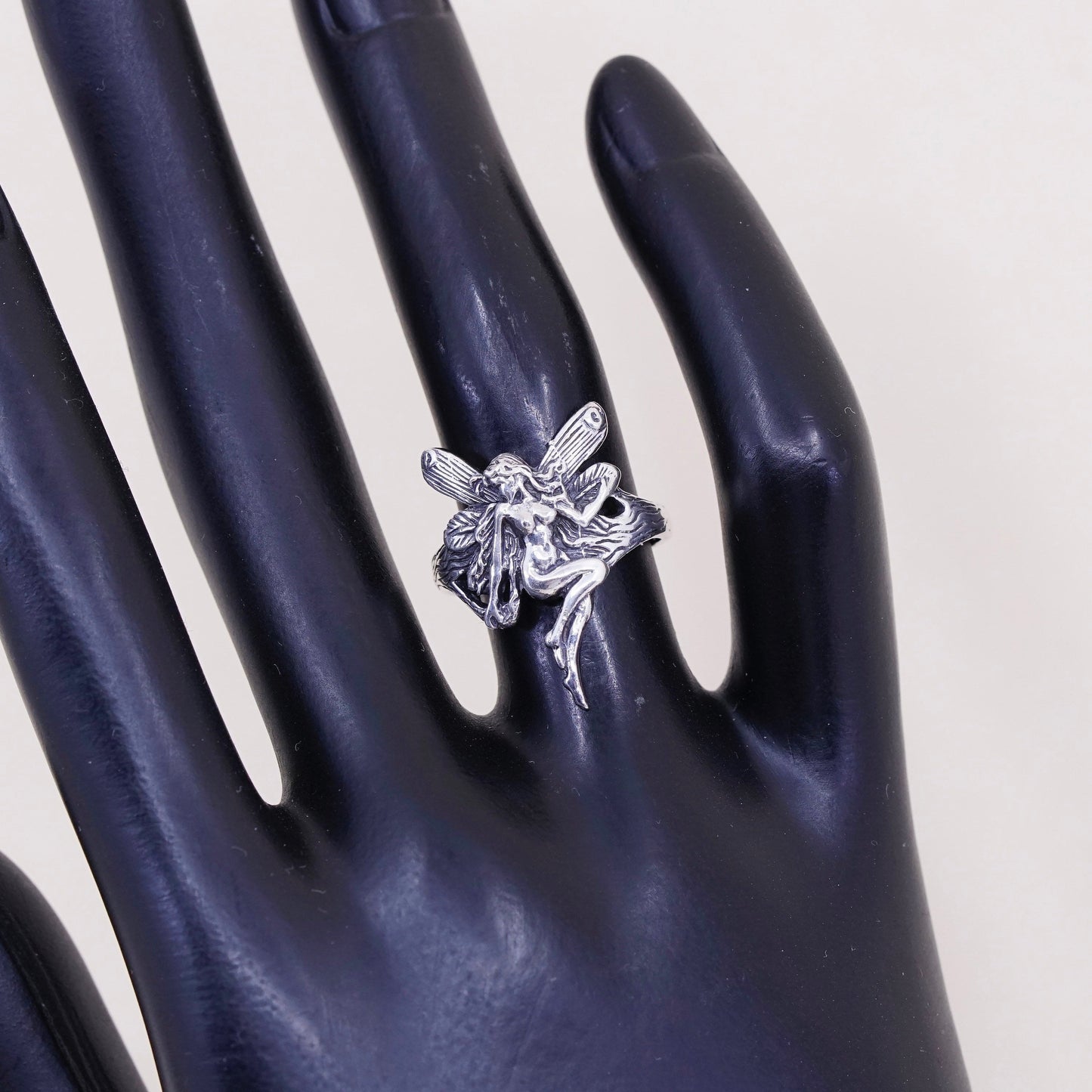 Size 6, vintage Sterling silver handmade ring, solid 925 silver fairy band