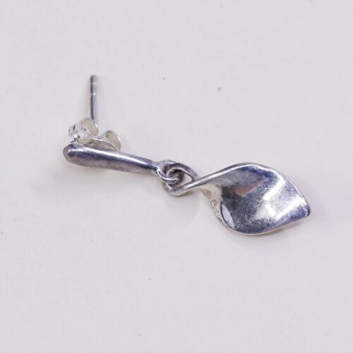 Vtg 925 Sterling Silver Handmade Twisted Dangle Earrings, Stamped 925