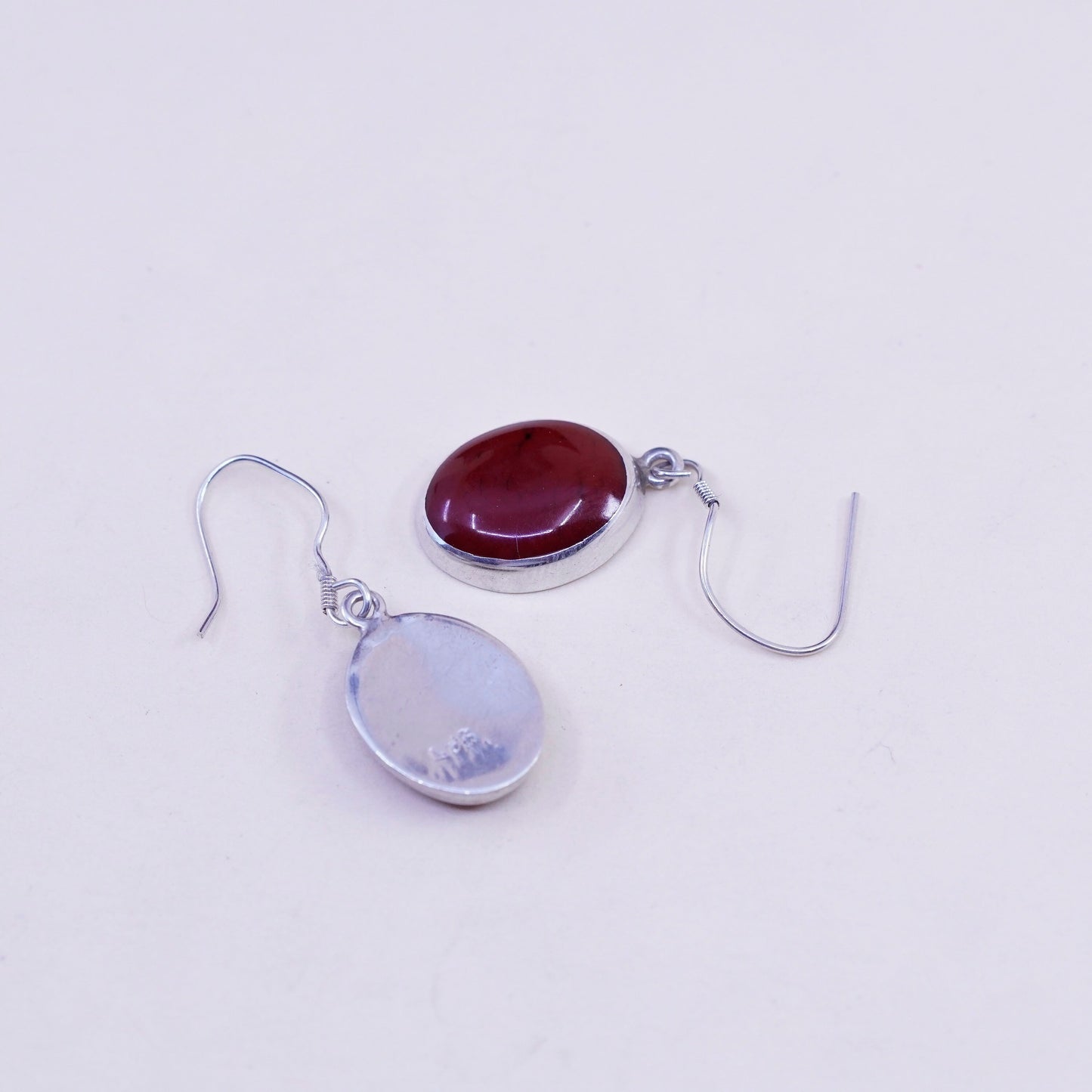Vintage Sterling 925 silver handmade earrings with red onyx drops