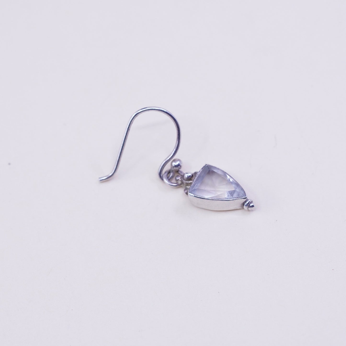 Vintage Sterling 925 silver handmade earrings, Dangles with crystal dangles, silver tested