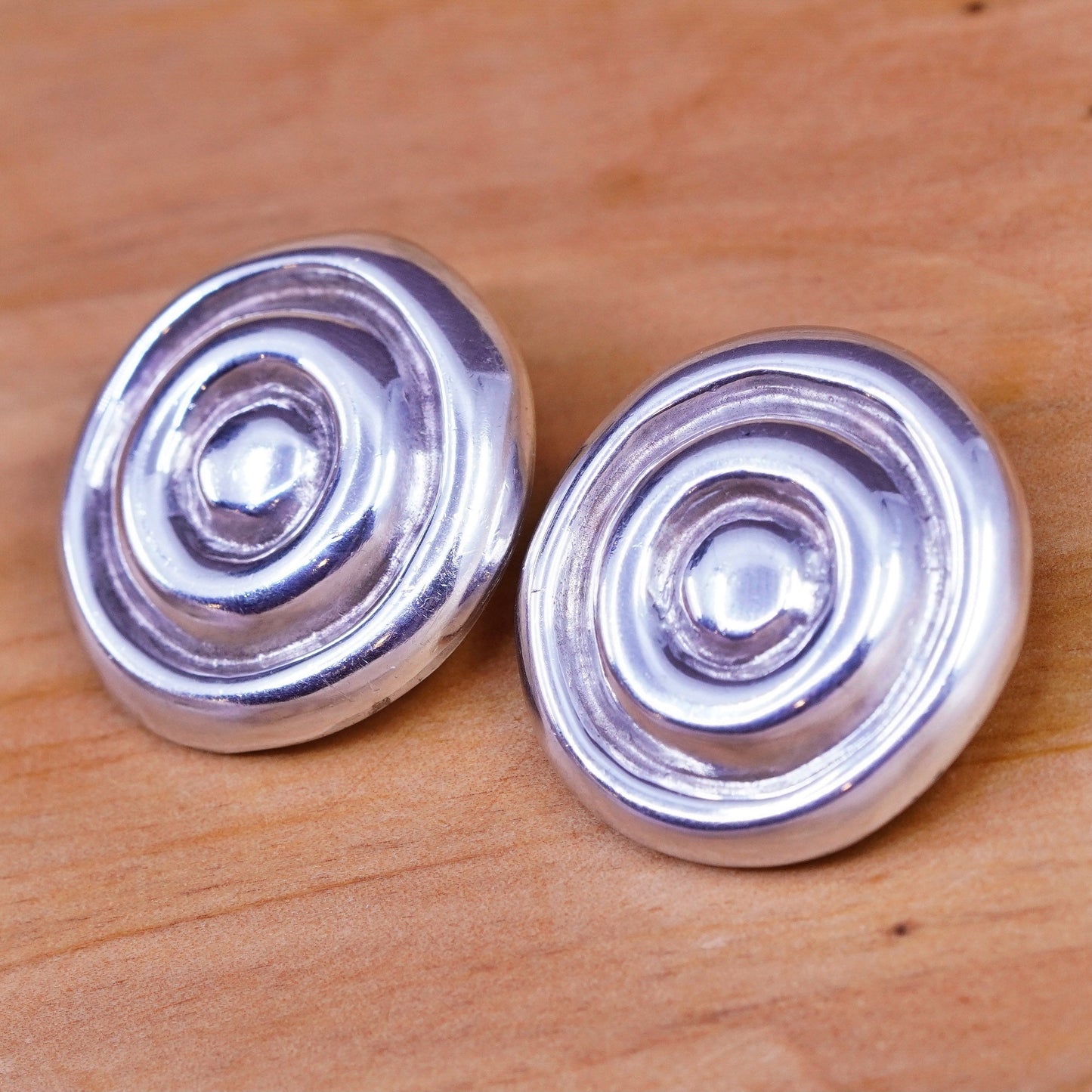 Robert Lee Mirrors RLM Sterling silver handmade earrings, 925 ribbed clip on