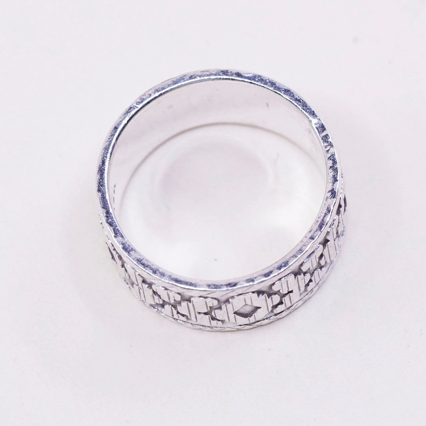 sz 5.5, vtg sterling silver handmade ring, 925 Mexico XOXO band, minimalist