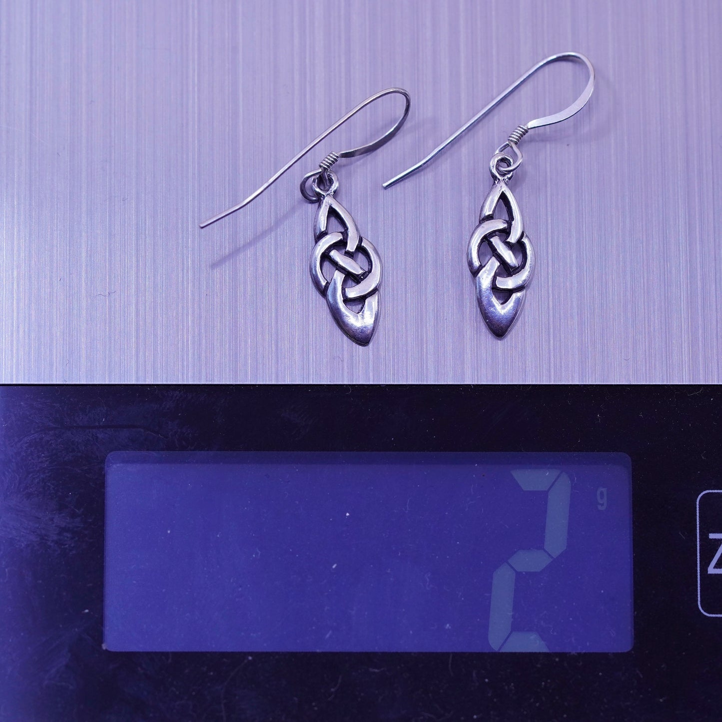 Vintage Irish Sterling silver handmade earrings, 925 Celtic knot dangles