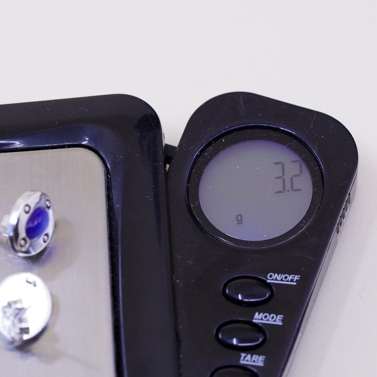 sterling silver handmade earrings, 925 studs with oval shaped blue cats eye