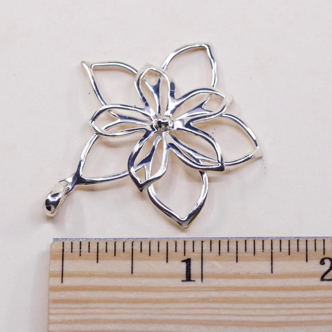 VTG sterling silver handmade pendant, 925 silver knot filigree flower