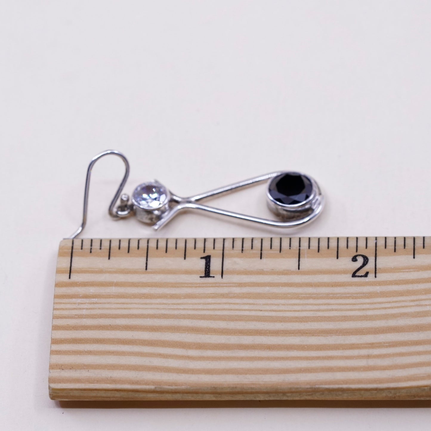 Vintage 925 Sterling silver clip on earrings with hematite and Cz