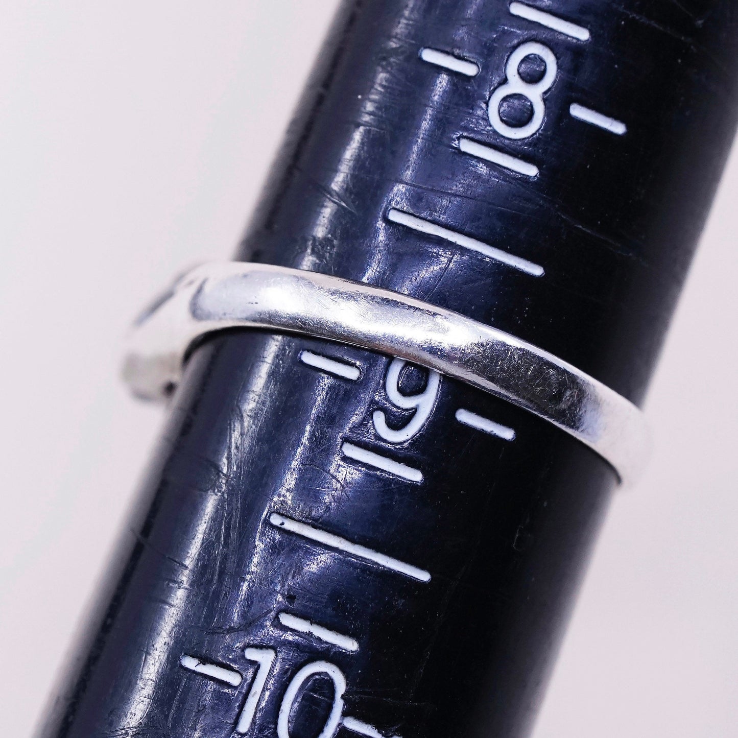 Size 8.75, Vintage handmade sterling 925 silver heart crystal ring