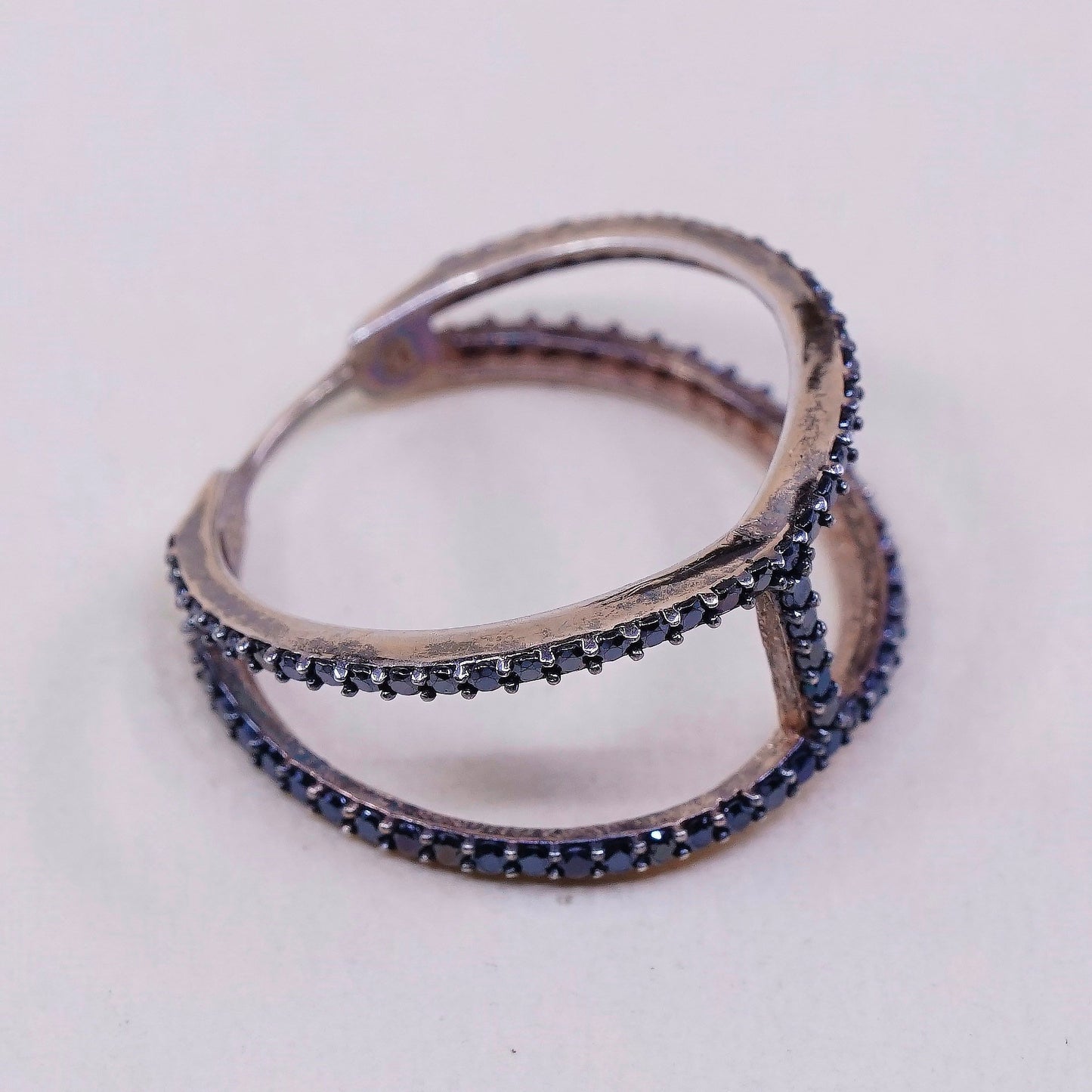 sz 8.25, KTR vermeil gold Sterling silver engagement ring, 925 band w/ sapphire