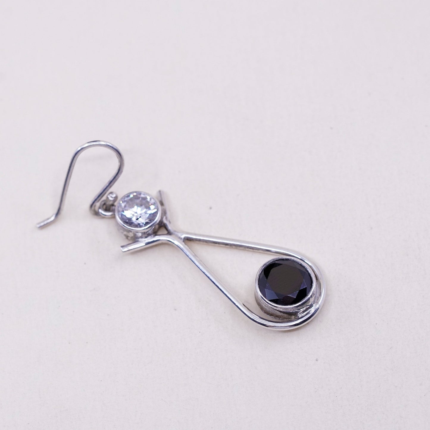 Vintage 925 Sterling silver clip on earrings with hematite and Cz