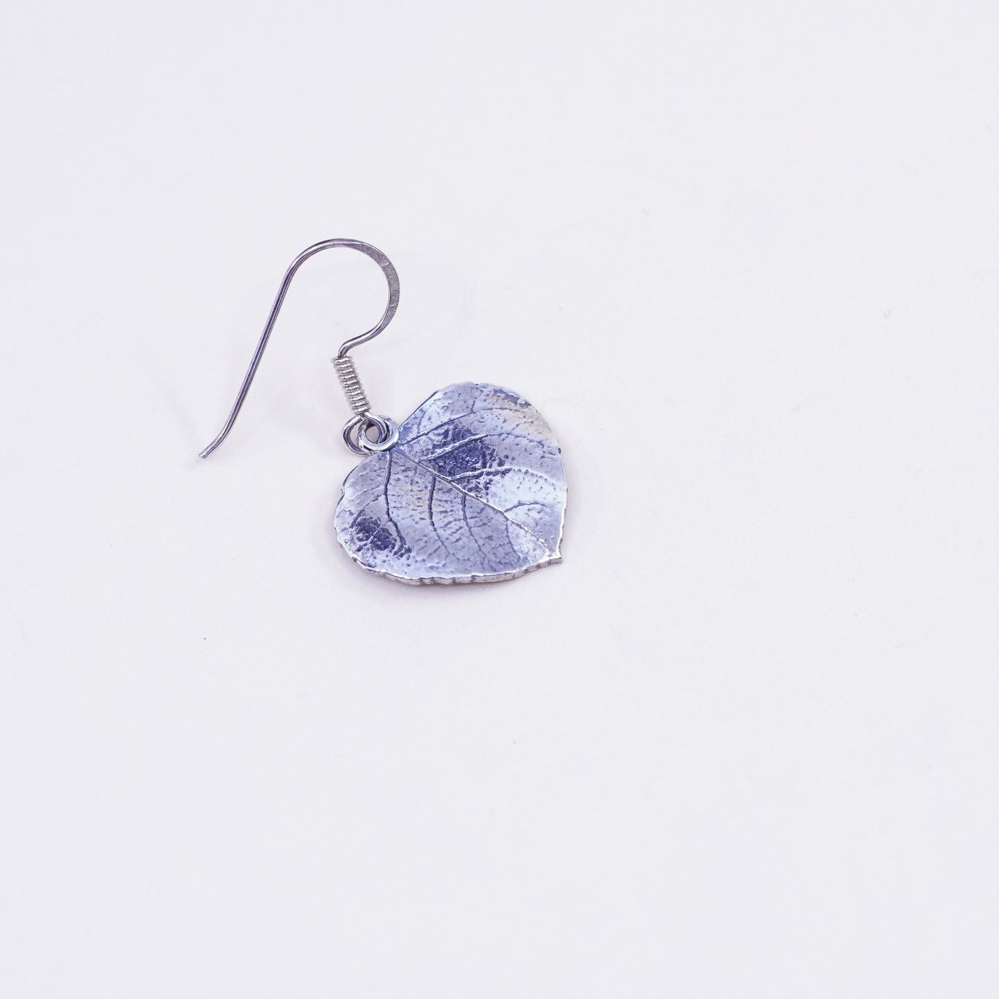 Vintage Sterling silver handmade earrings, 925 leaf dangles