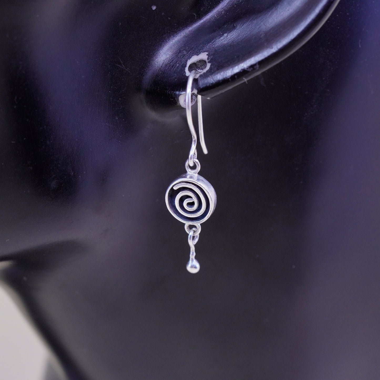 Vintage Sterling 925 silver handmade swirl earrings
