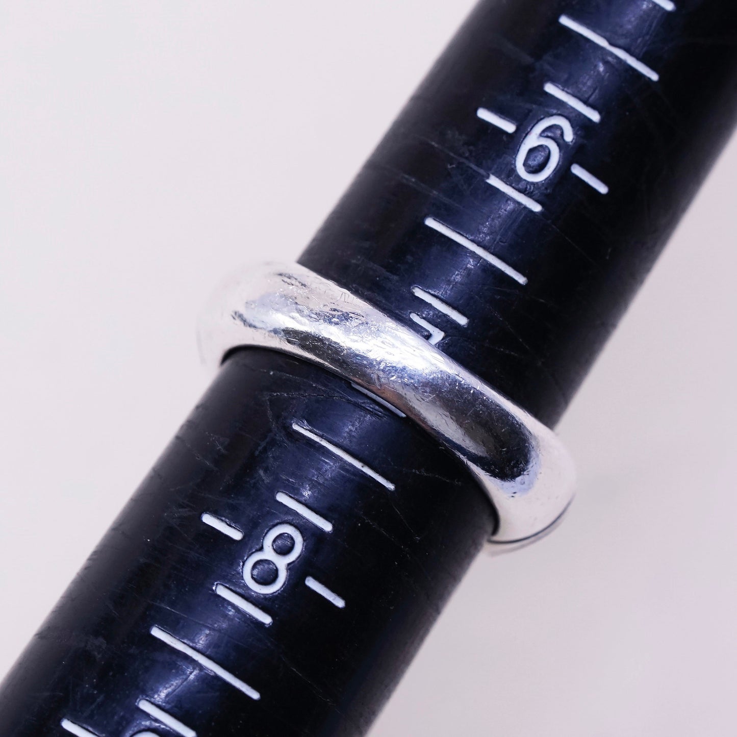 sz 7, vtg CW Sterling silver handmade ring, 925 band w/ swirl textured