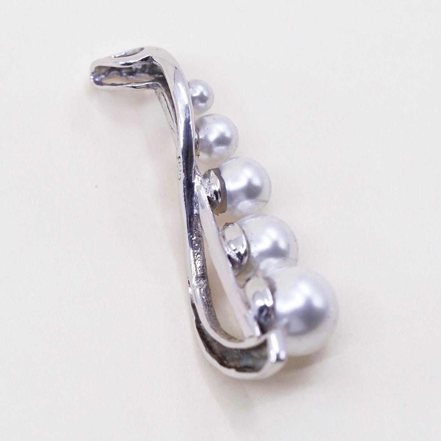Vintage handmade sterling silver pendant, 925 pendant with pearl
