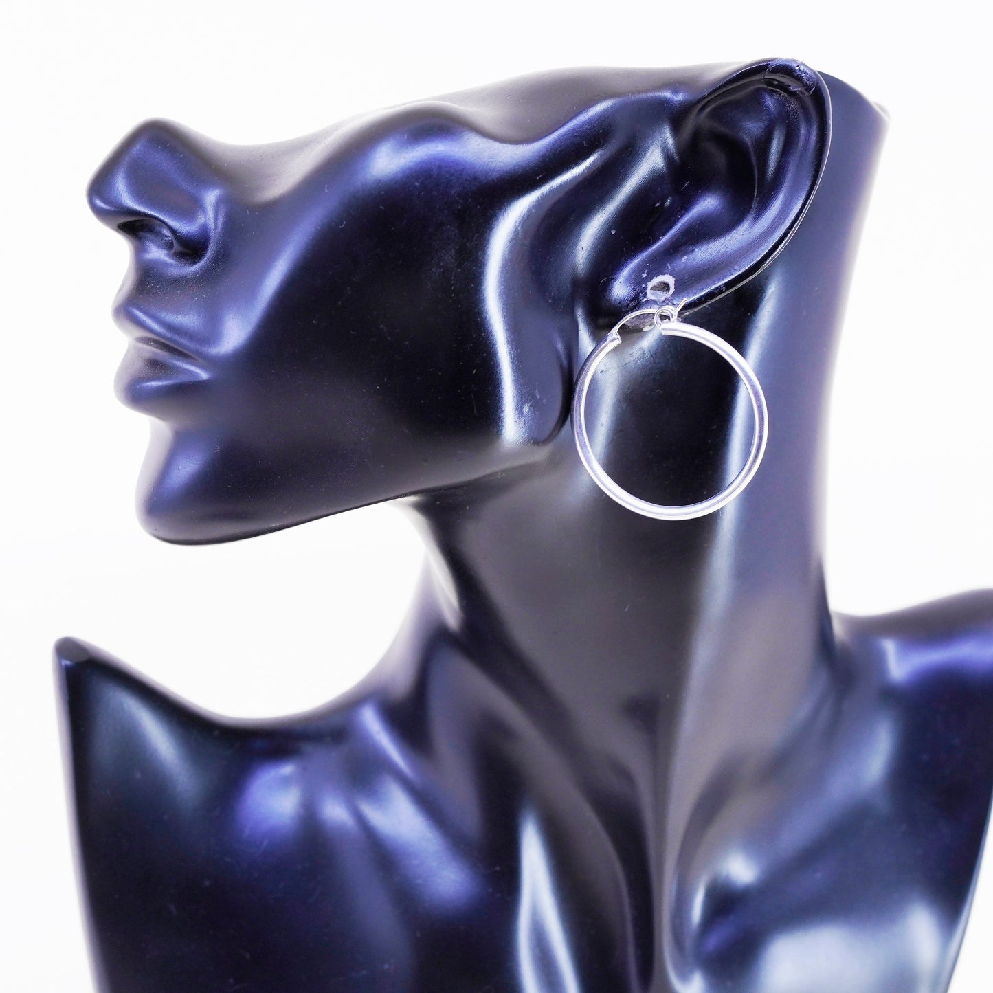 1.25”, Vintage sterling silver loop earrings, minimalist primitive hoops