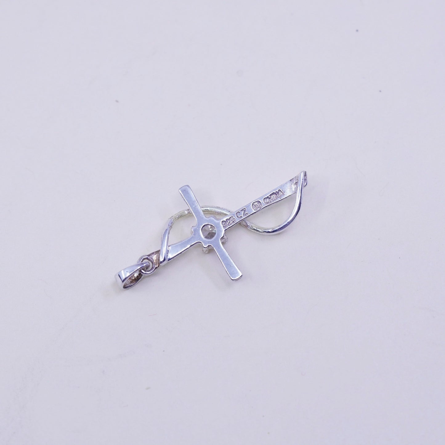 Vintage sterling silver pendant, 925 cross with Cz