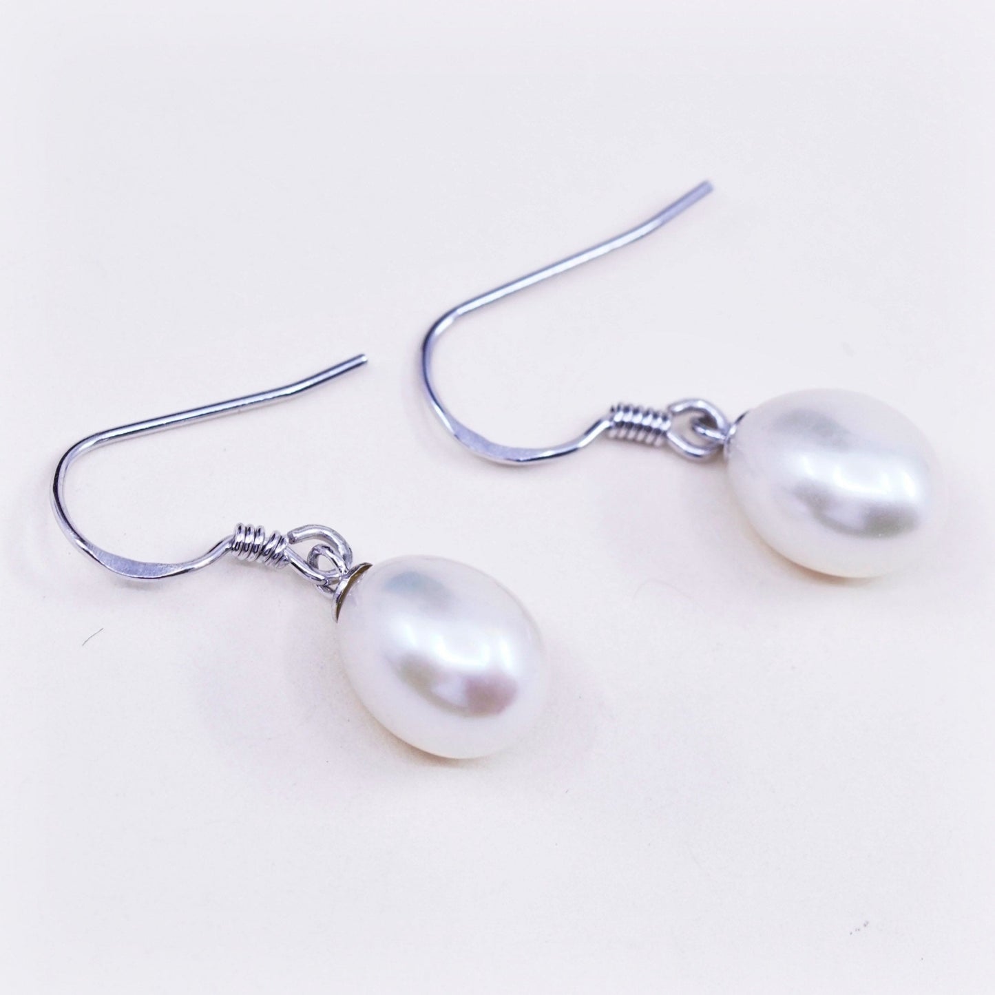 Vintage Sterling 925 silver handmade earrings with pearl drops