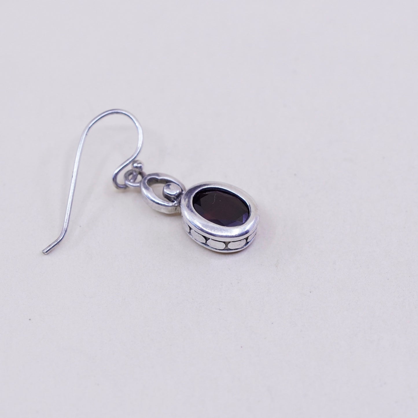Vintage LUC sterling 925 silver handmade earrings with ruby and bead around