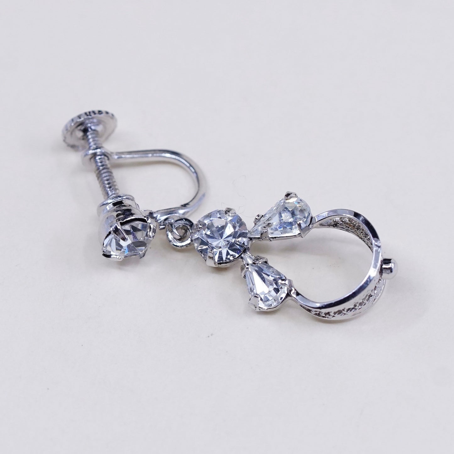 1950s Vintage Espo Flex sterling silver 925 filigree flower screw back earrings
