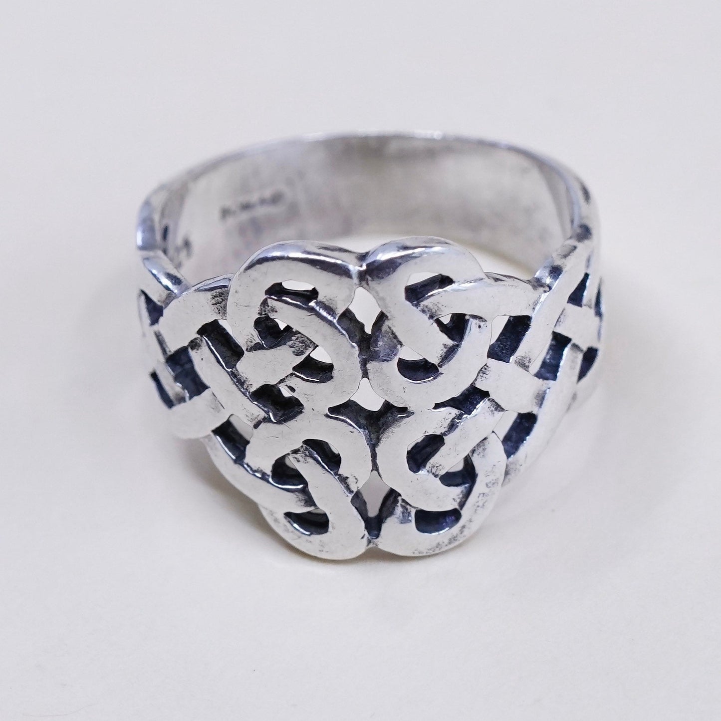 Size 6, vtg BOMA Sterling 925 silver handmade irish woven braided ring, band
