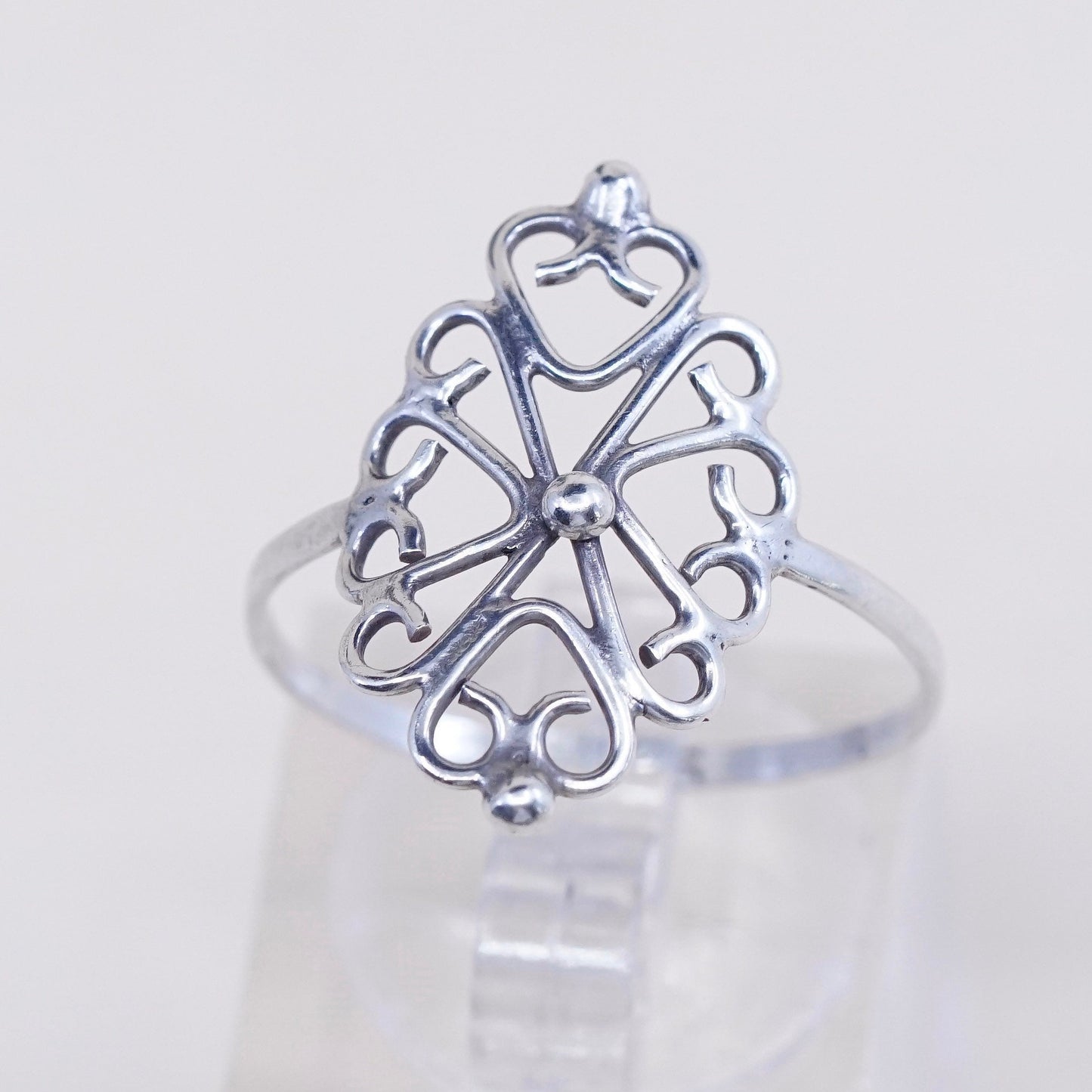 Size 9.25, Vintage sterling silver handmade wired ring, 925 filigree band