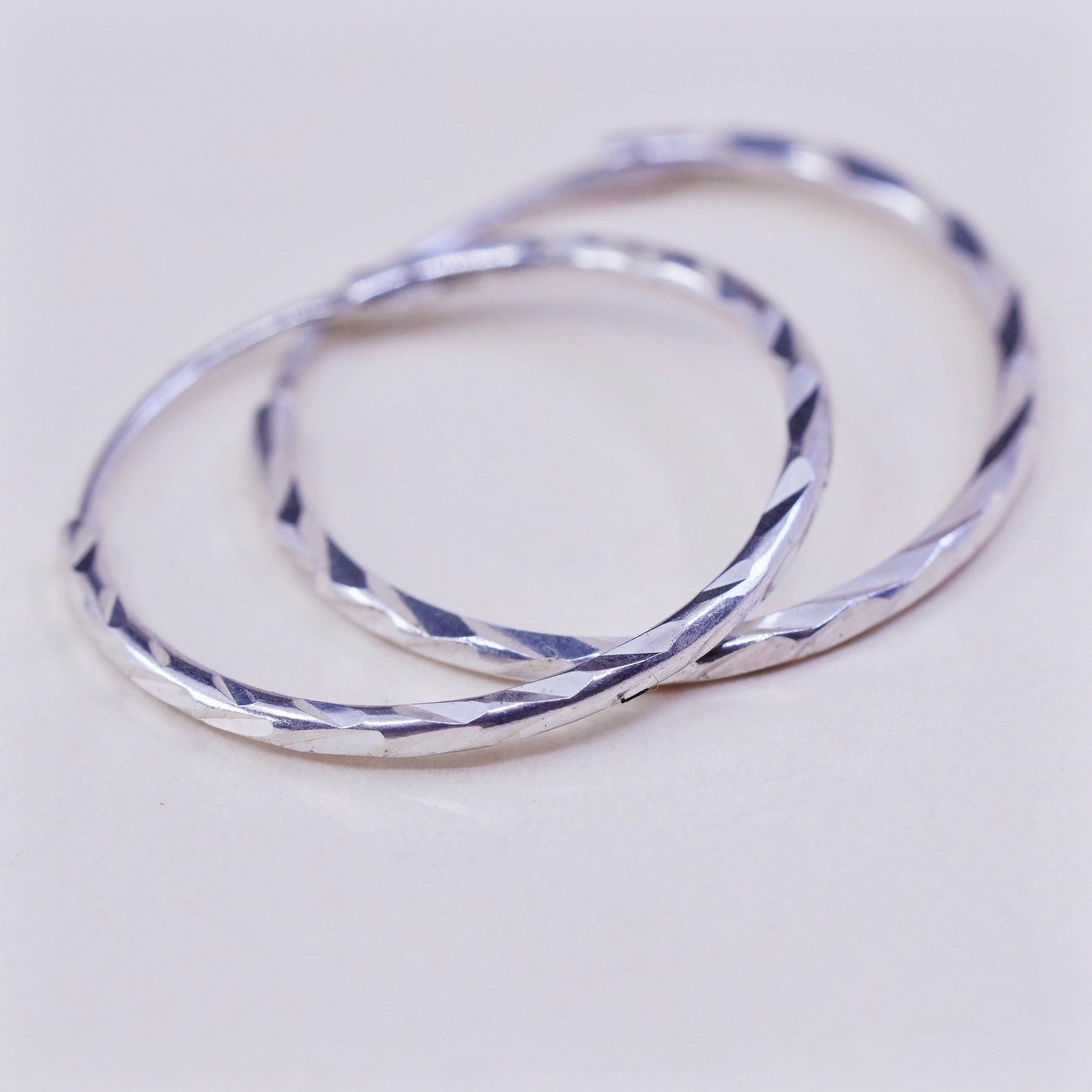 0.75”, Vintage sterling 925 silver loop earrings, fashion minimalist primitive hoops, silver tested