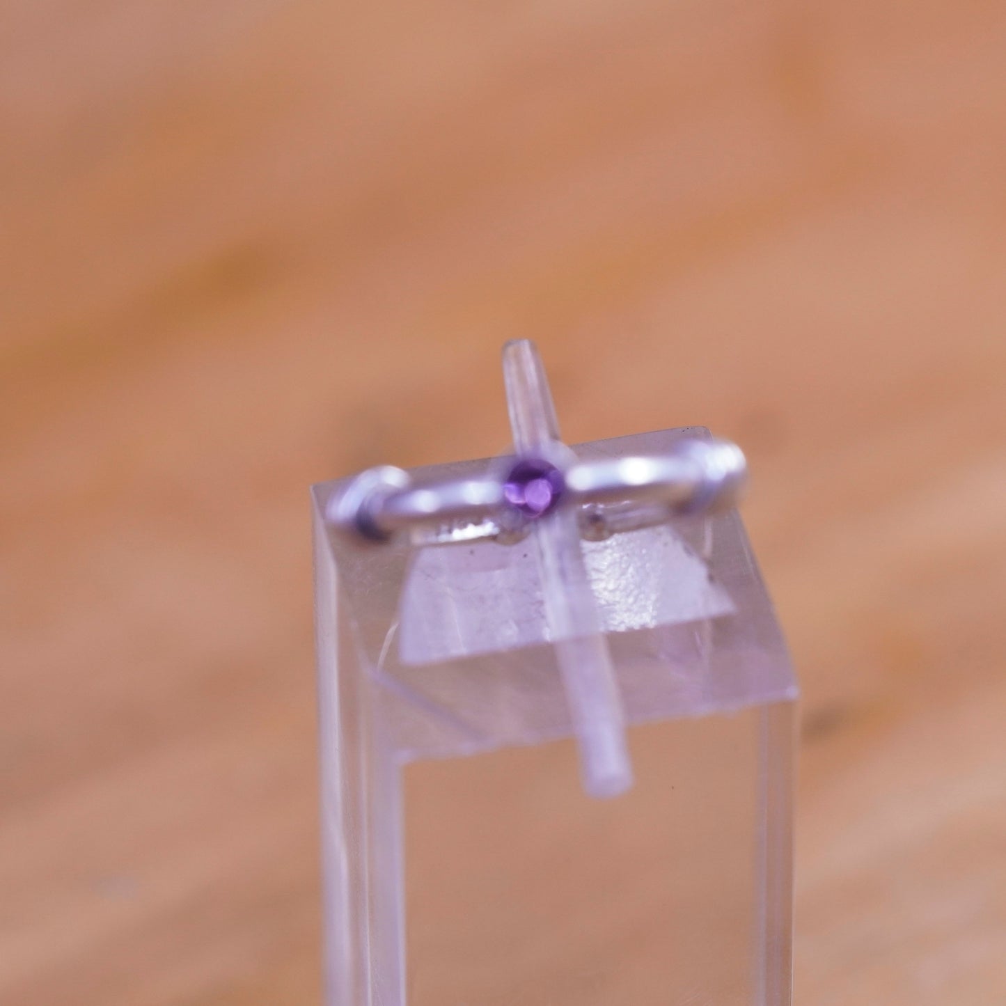 Size 1.5, Vintage Sterling silver handmade ring, 925 open band with cz