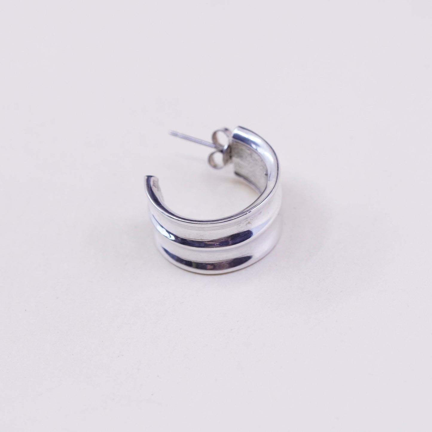 1”, ESPO Sterling silver handmade earrings, 925 Ribbed origami Huggie studs