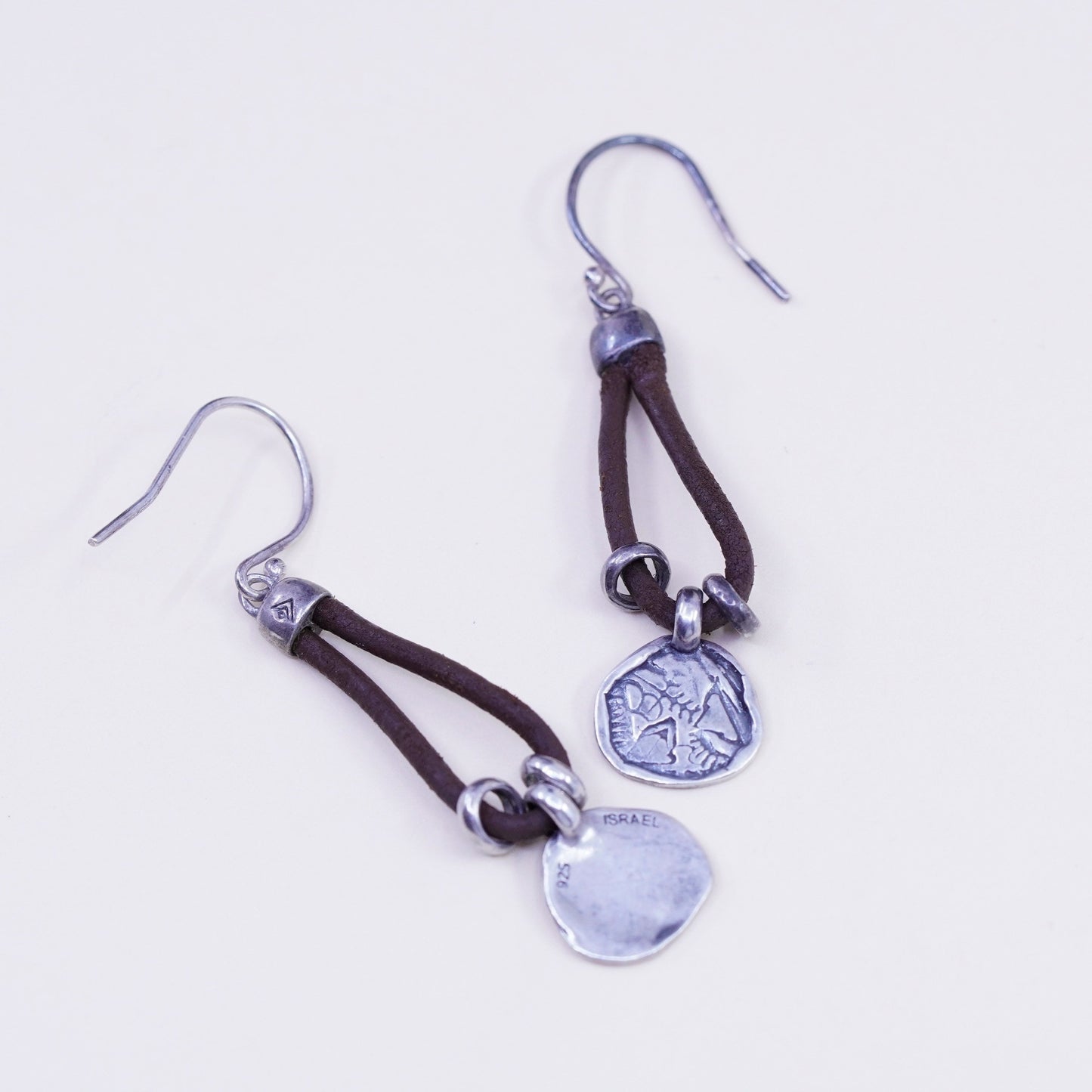 SILPADA Sterling Silver 925 and Brown Leather Drop “Prairie Girl Earrings W2179