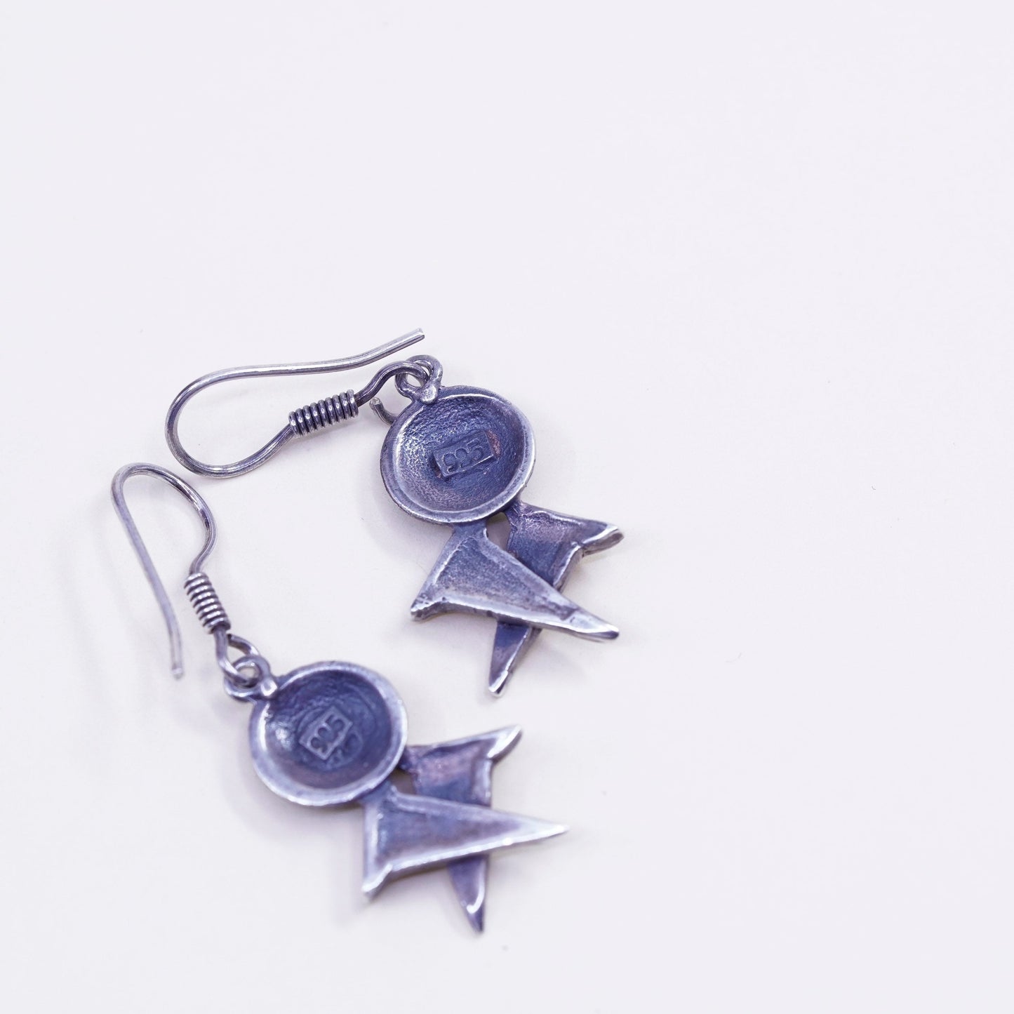 Vintage Sterling silver handmade earrings, 925 golf ball dangles