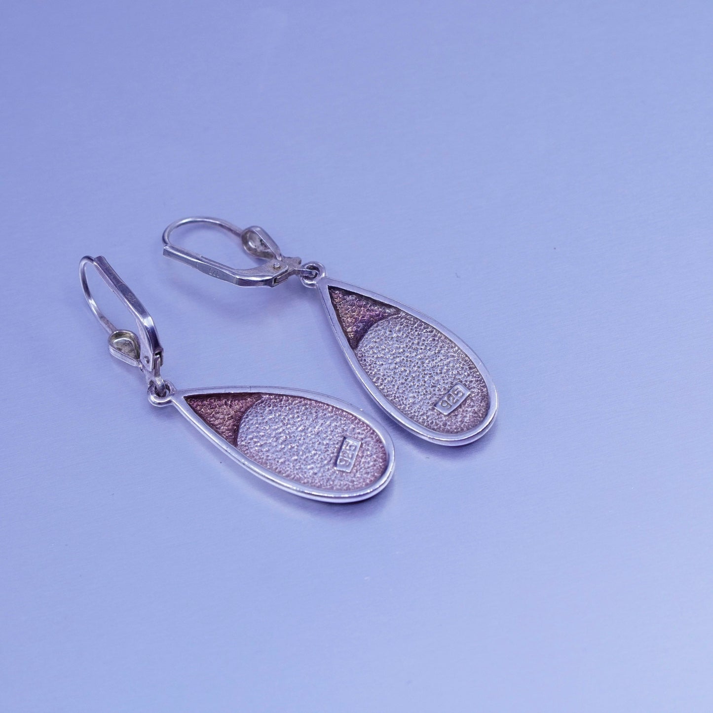 Vintage Sterling 925 silver handmade teardrop jade earrings