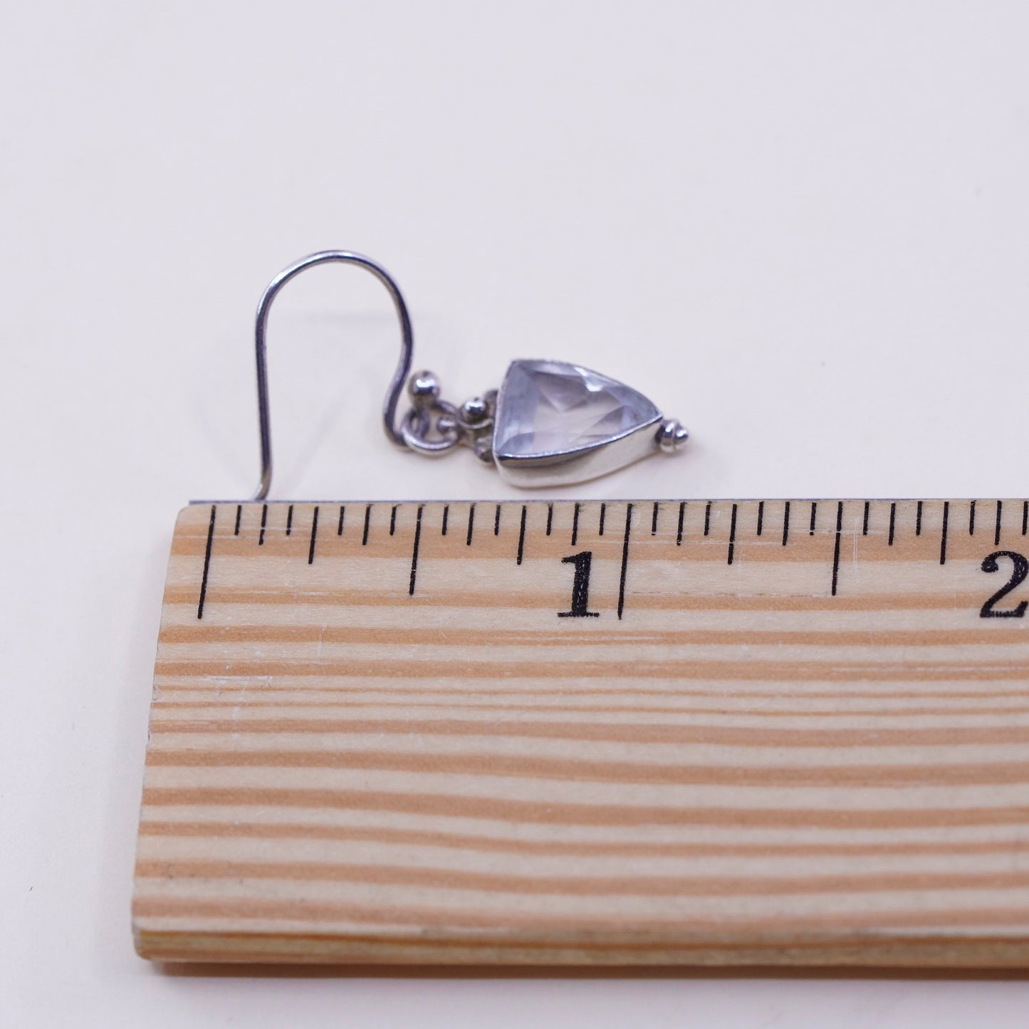 Vintage Sterling 925 silver handmade earrings, Dangles with crystal dangles, silver tested