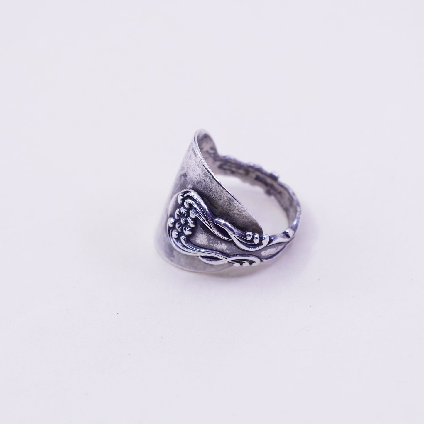 Size 7.25, vintage Sterling silver handmade ring, wrap 925 spoon band