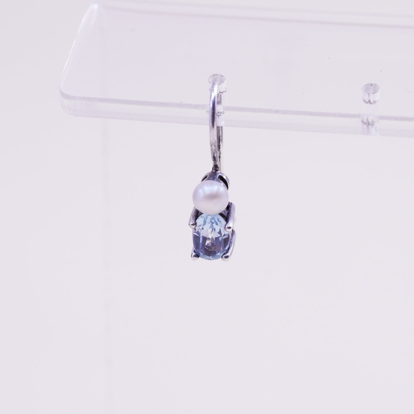 Vintage sterling silver handmade earrings, 925 hooks with topaz drops