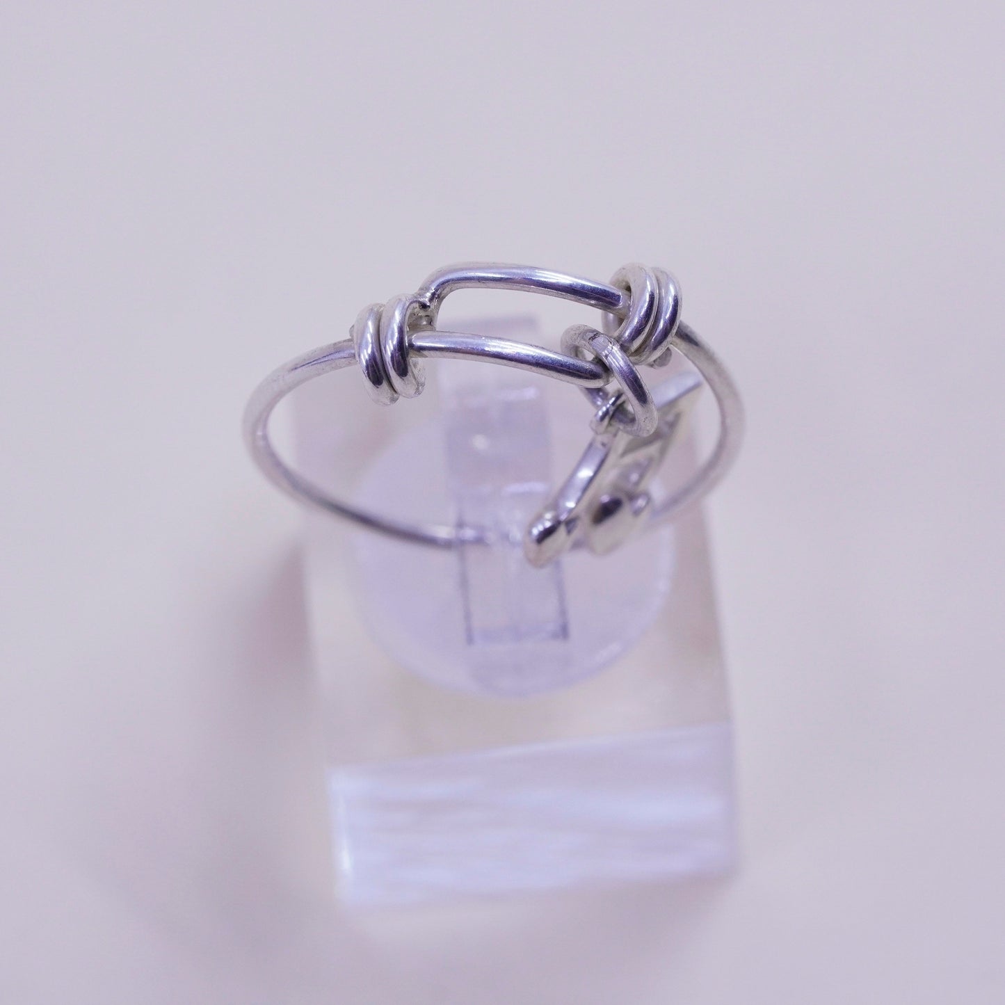 Size adjustable, vintage sterling silver handmade ring with music symbol