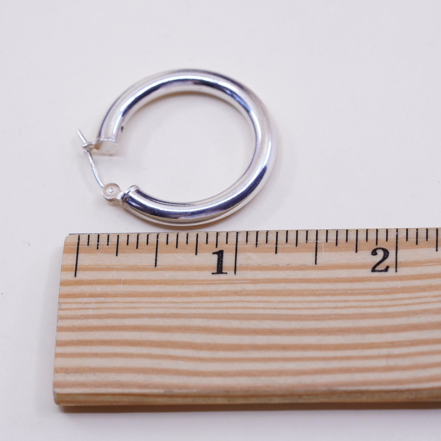 1.25”, vtg sterling silver loop earrings, fashion minimalist primitive hoops