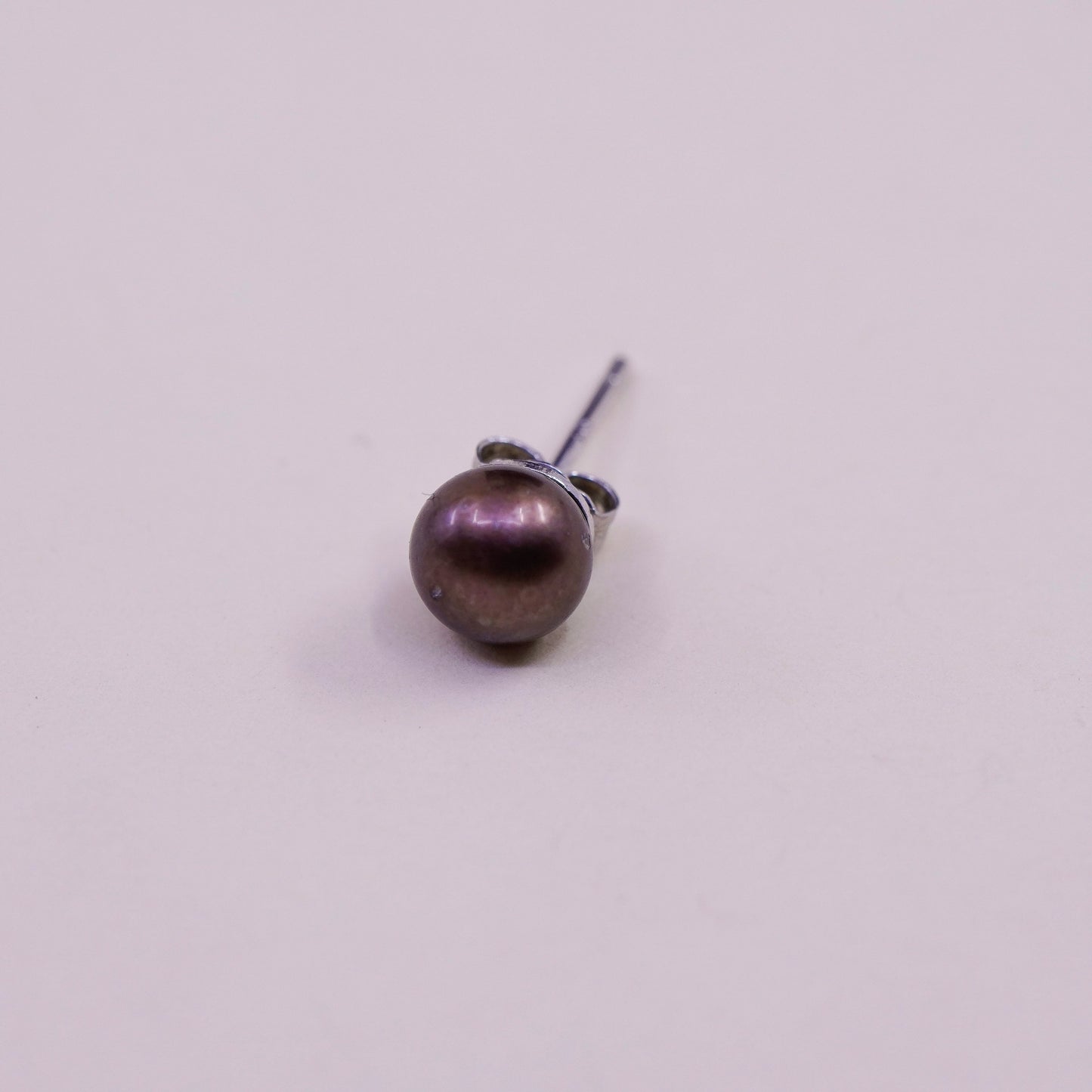 Vintage sterling silver earrings, 925 studs with brown pearl