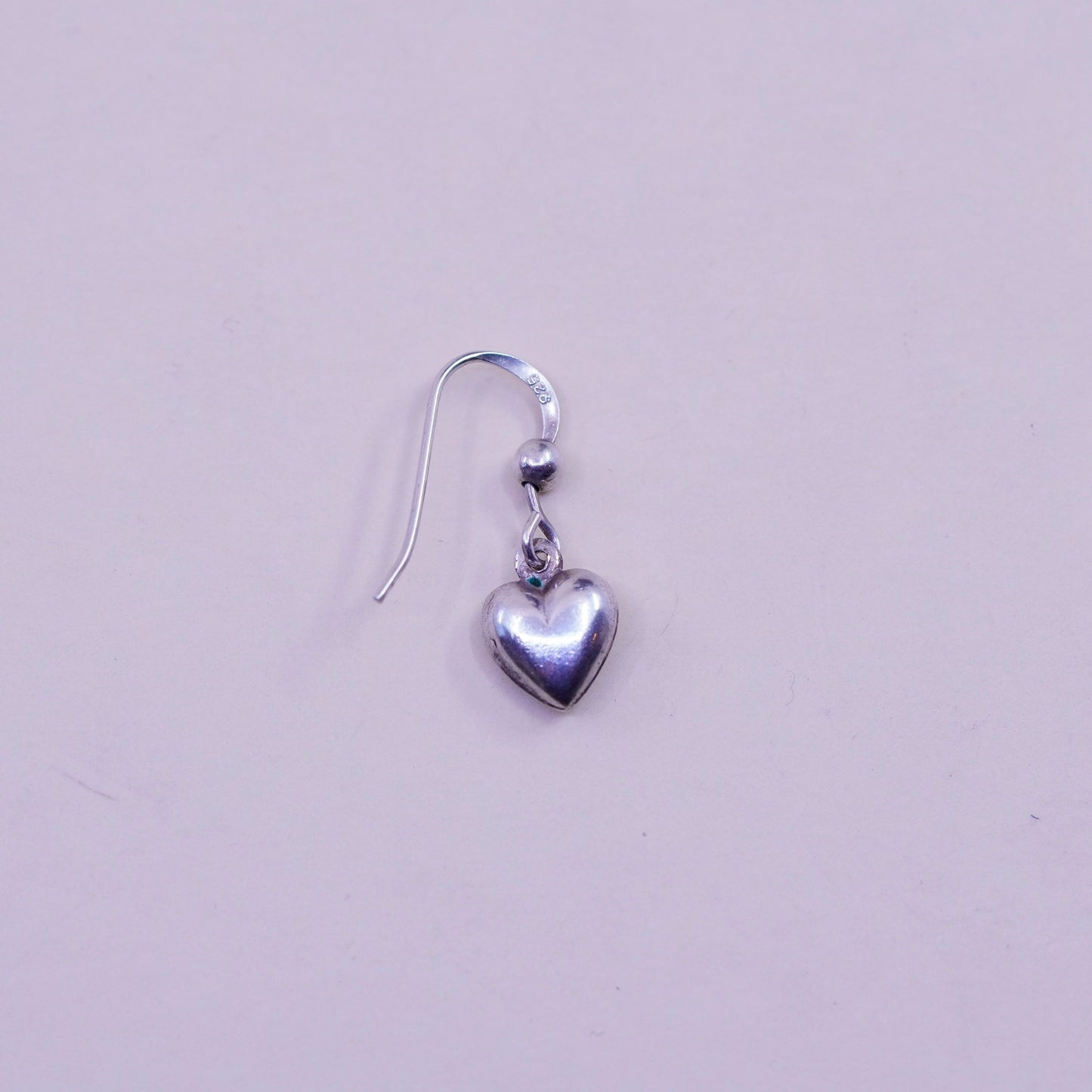 Vintage sterling silver handmade earrings, 925 heart dangles