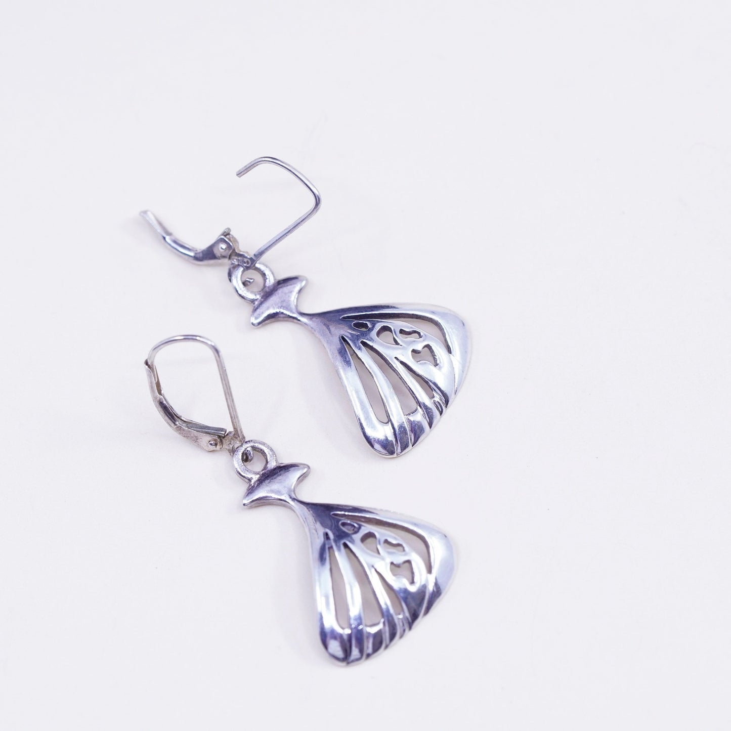 Vintage sterling silver handmade earrings, filigree 925 shell