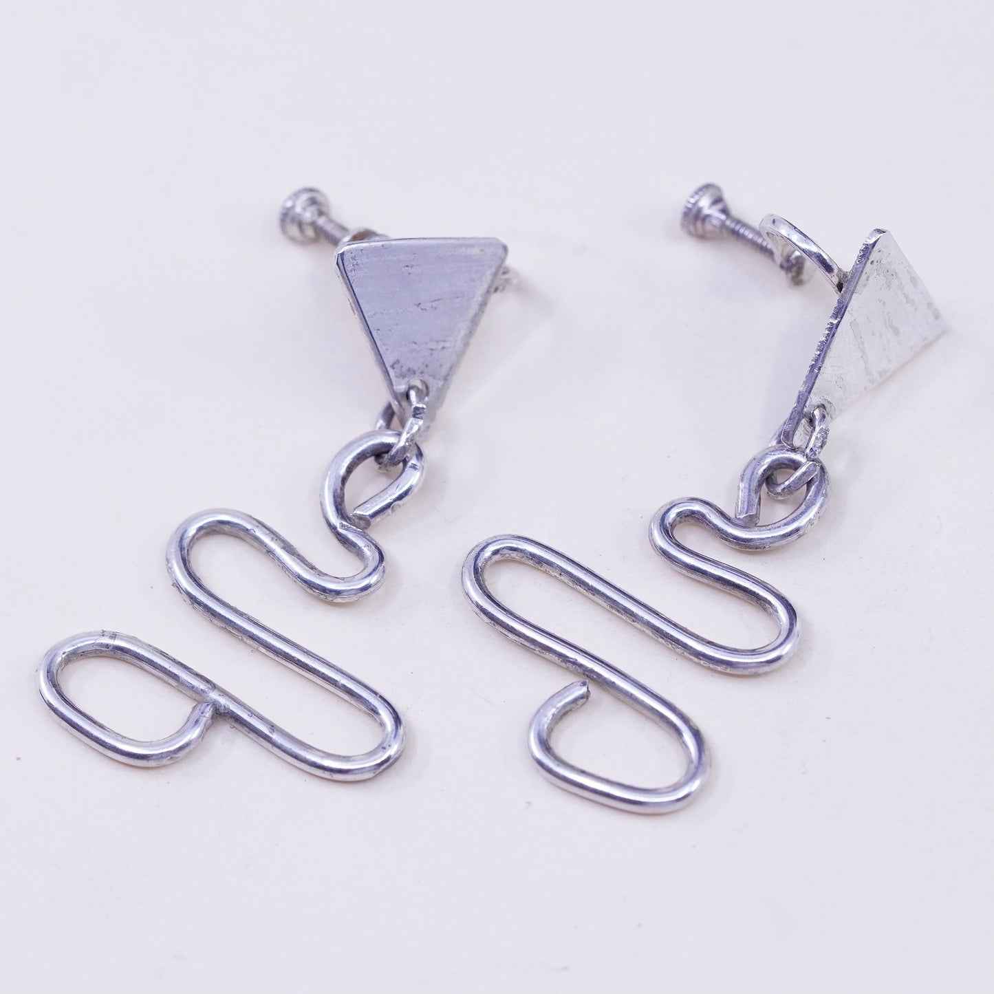 Vintage Sterling silver handmade earrings, 925 whirl screw back earrings