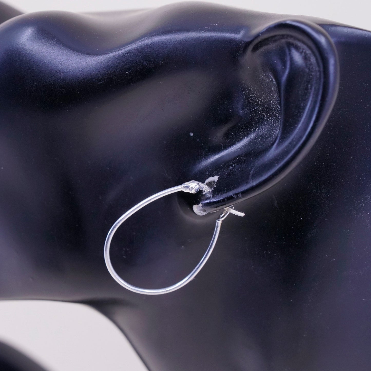 1.25”, Vintage sterling silver loop earrings, fashion minimalist primitive hoop