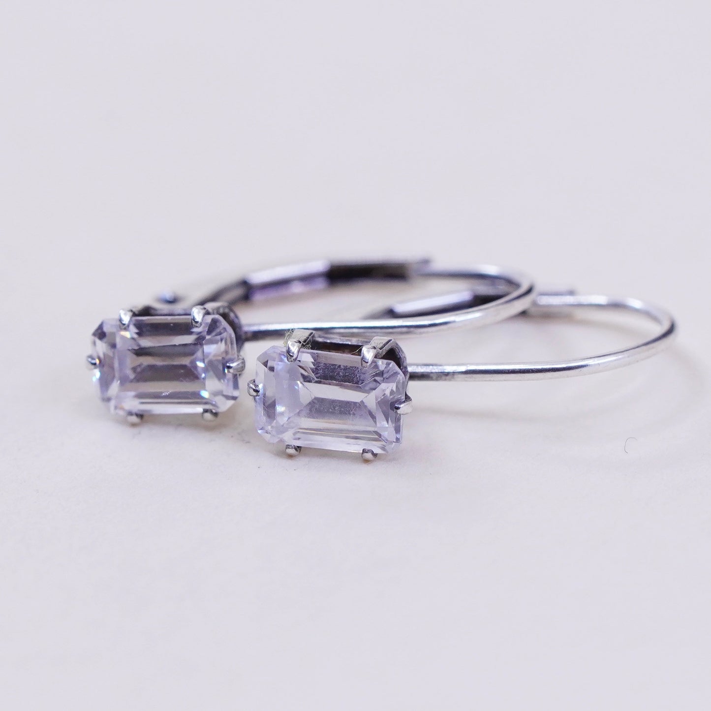 Vintage F1 sterling 925 silver handmade earrings with round CZ, stamped Ster